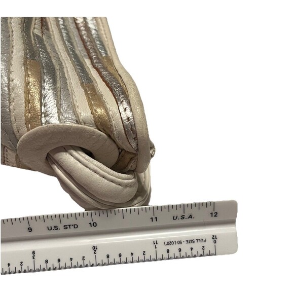 Vintage Sharif Bucket Bag Made in USA Striped Metallic Leather Shoulder Bag - Picture 11 of 13